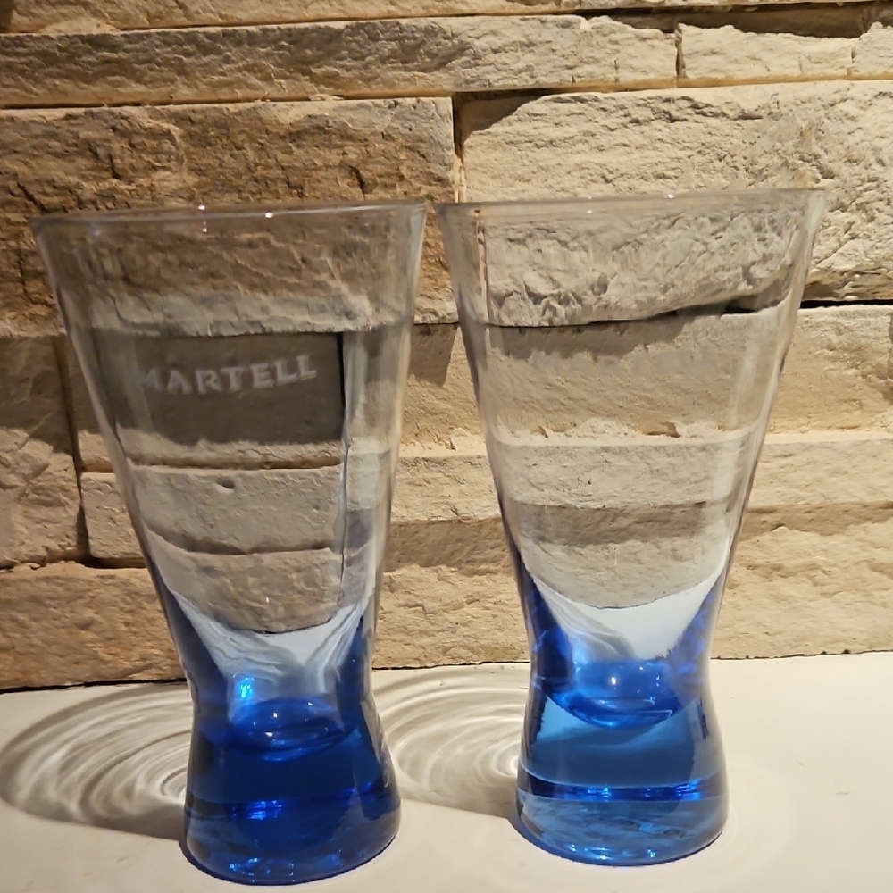 Martell Blue Glass Tumblers